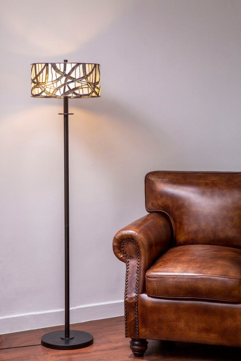 Waldorf Branch Leather Grey Floor Lamp