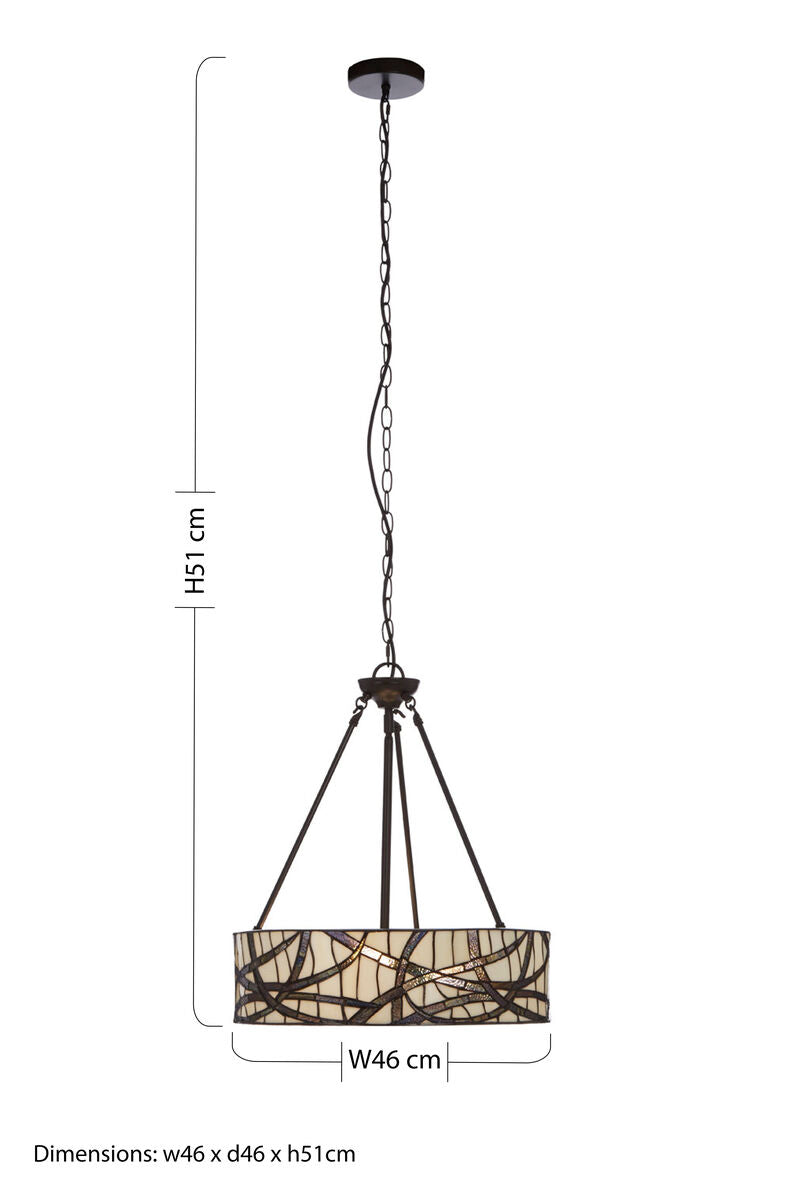 Waldorf Branch Glass Grey Rustic Pendant Light