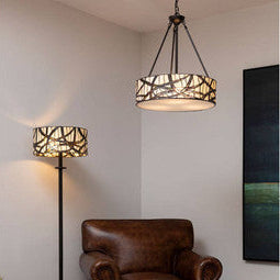 Waldorf Branch Glass Grey Rustic Pendant Light
