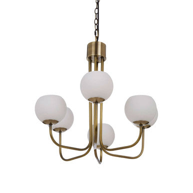 Waylen 6 Arm Glass Silver Contemporary Chandelier