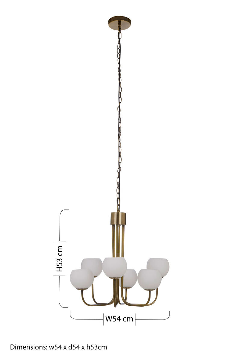 Waylen 6 Arm Glass Silver Contemporary Chandelier