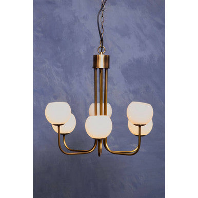Waylen 6 Arm Glass Silver Contemporary Chandelier