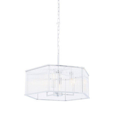 Lerici 6 Light Hexagonal Chrome Pendant Light