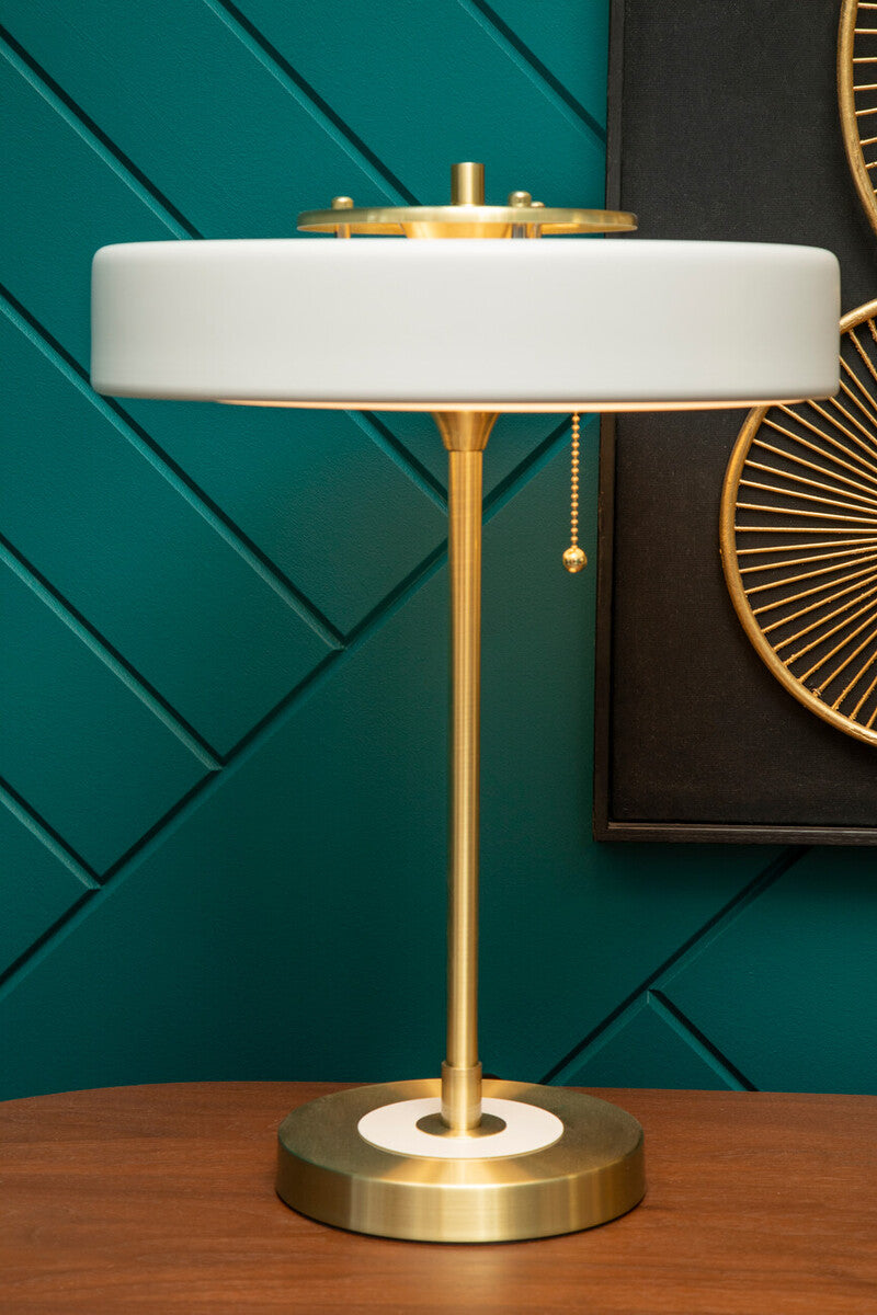 Rogano White Shade With Gold Frame Table Lamp