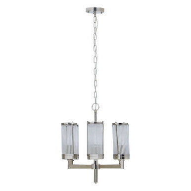 Hilton Glass & Nickel 6 Arm Pendant Light