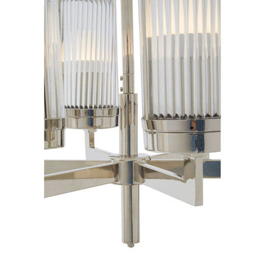 Hilton Glass & Nickel 6 Arm Pendant Light