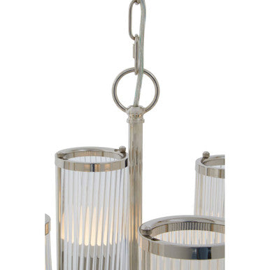 Hilton Glass & Nickel 6 Arm Pendant Light