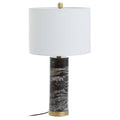 Ebony Black Marble Table Lamp With Ivory Shade