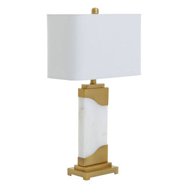 Edith Table Lamp In White Marble & Gold