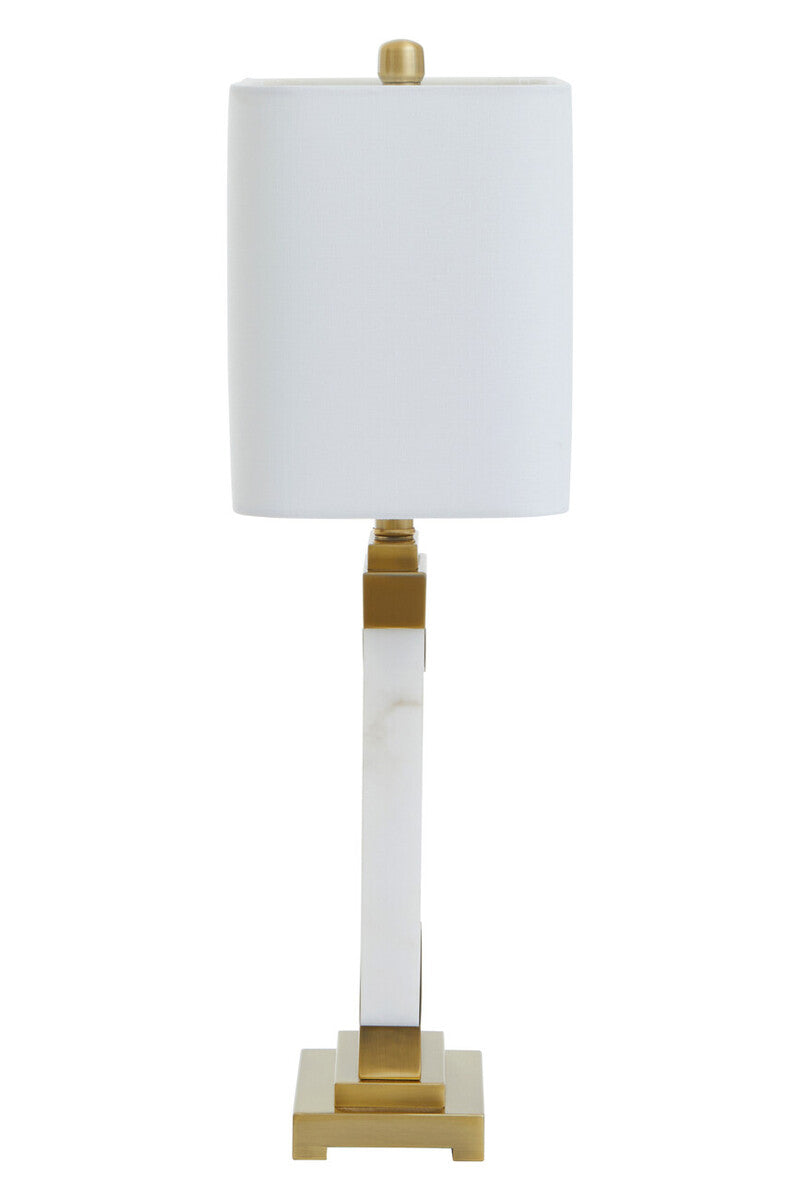 Edith Table Lamp In White Marble & Gold