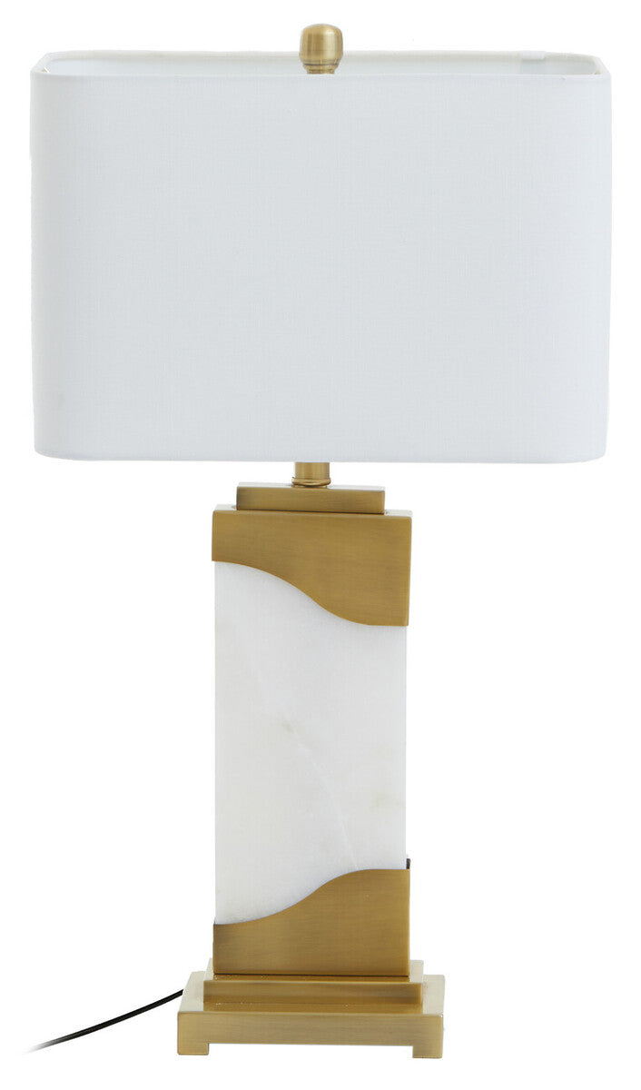 Edith Table Lamp In White Marble & Gold
