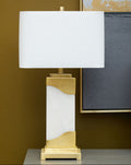 Edith Table Lamp In White Marble & Gold