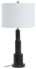Elara Black Marble Table Lamp With Ivory Shade