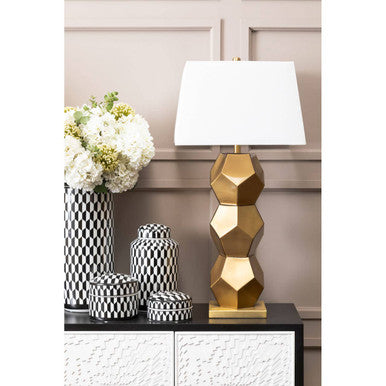 Eleri Gold Glass Table Lamp With Brushed Gold Base