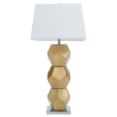 Eleri Gold Glass Table Lamp With Chrome Base