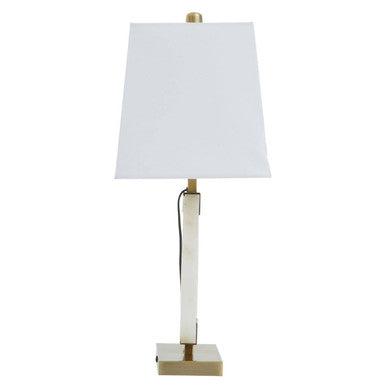 Elora Circular Marble Table Lamp With Ivory Shade