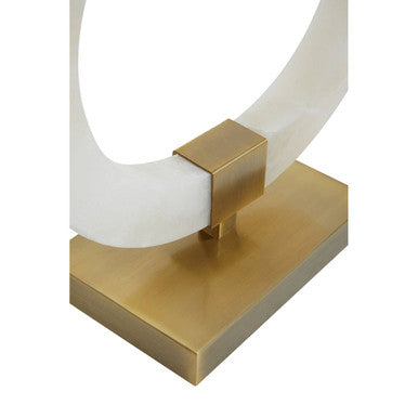 Elora Circular Marble Table Lamp With Ivory Shade