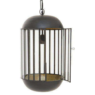Preston Glass Matte Black Industrial Pendant Light