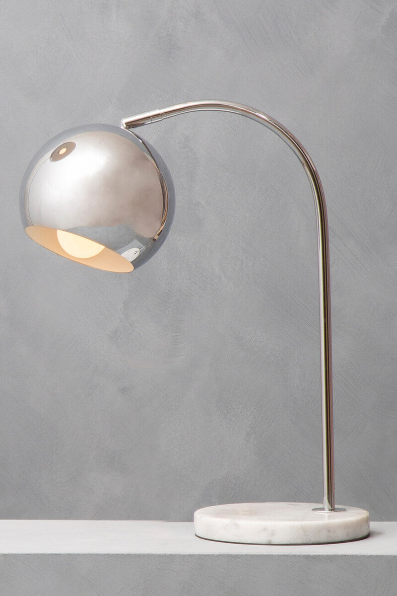 Karter Chrome Table Lamp With White Base
