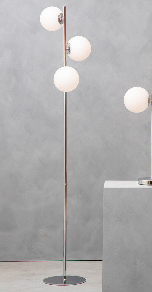 Karter Chrome & White Glass Floor Lamp