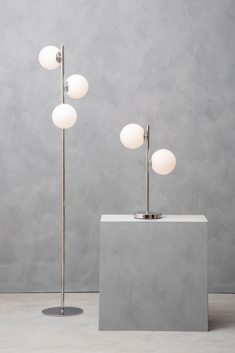 Karter Chrome & White Glass Floor Lamp