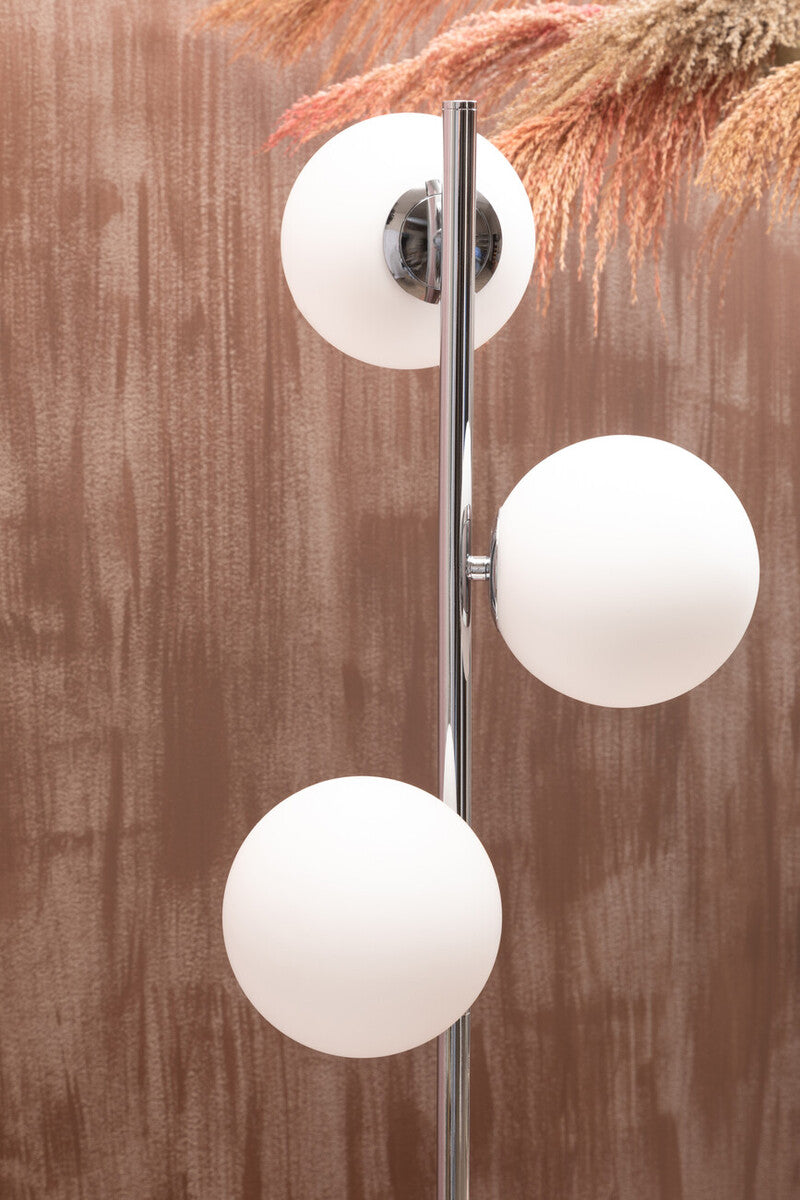 Karter Chrome & White Glass Floor Lamp