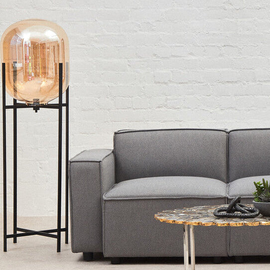 Trieste Glass Black Contemporary Floor Lamp