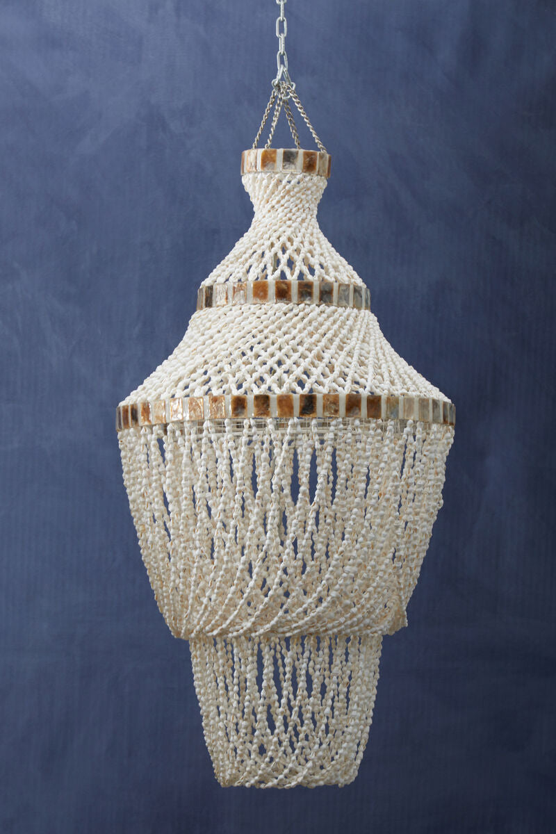 Palu Natural White & Amber Shell Pendant Shade