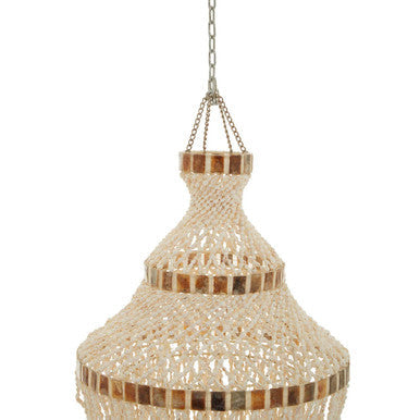 Palu Natural White & Amber Shell Pendant Shade