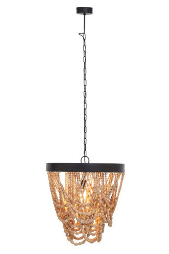 Lapiz Wood Bead Iron White Bohemian Chandelier