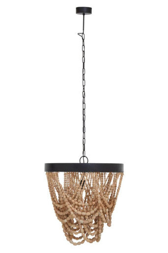 Lapiz Wood Bead Iron White Bohemian Chandelier