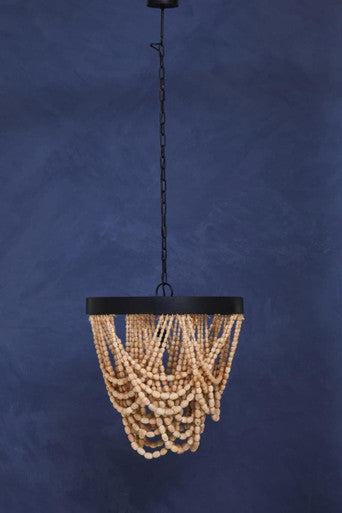 Lapiz Wood Bead Iron White Bohemian Chandelier