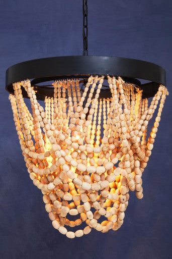 Lapiz Wood Bead Iron White Bohemian Chandelier