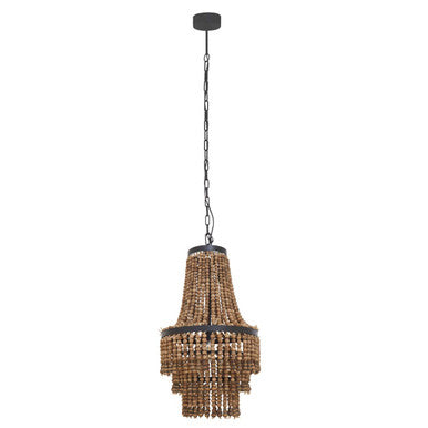 Lapiz Wood Rattan Black Chandelier