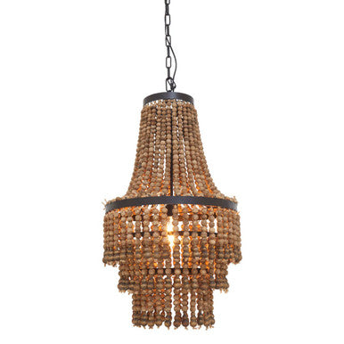 Lapiz Wood Rattan Black Chandelier