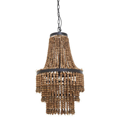 Lapiz Wood Rattan Black Chandelier