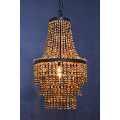 Lapiz Wood Rattan Black Chandelier