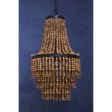 Lapiz Wood Rattan Black Chandelier