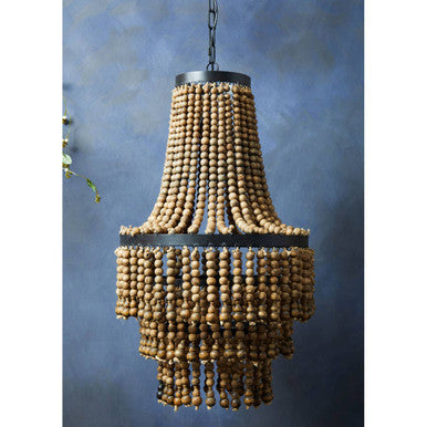 Lapiz Wood Rattan Black Chandelier