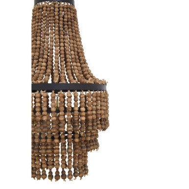 Lapiz Wood Rattan Black Chandelier