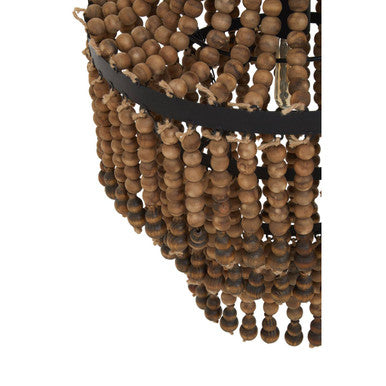 Lapiz Wood Rattan Black Chandelier
