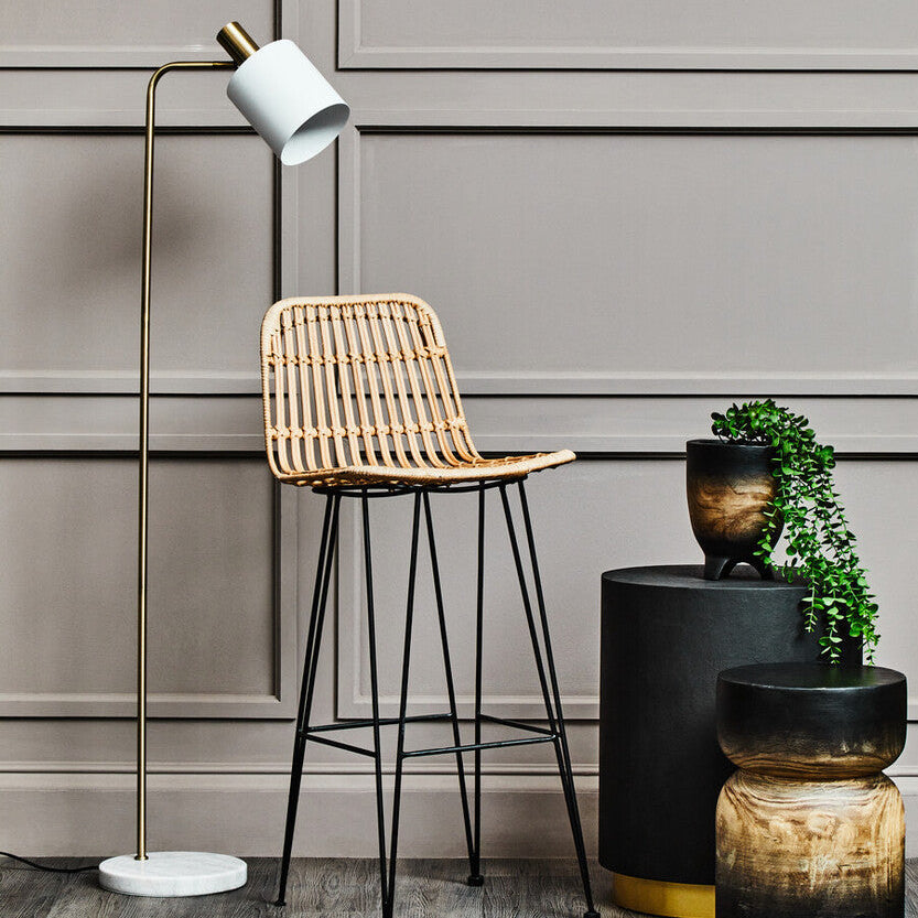 Newton White Marble & Gold Floor Lamp