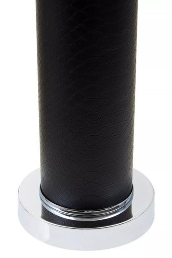 Hanah Black Snake Leather Table Lamp With Chrome Base