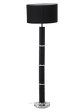 Hanah Black Snake Leather Floor Lamp With Chrome Base & Black Shade