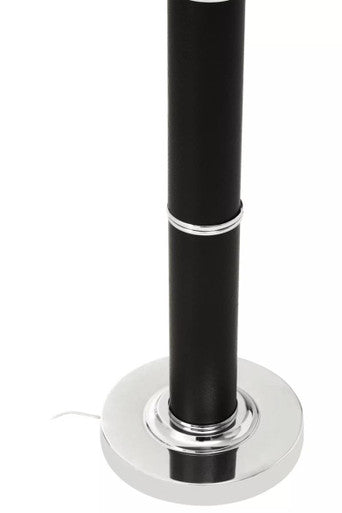 Hanah Black Snake Leather Floor Lamp With Chrome Base & Black Shade