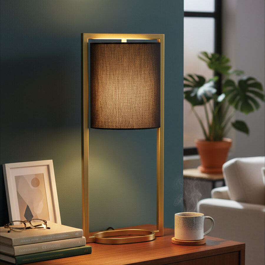 Lara Black Shade With Gold Metal Frame Table Lamp