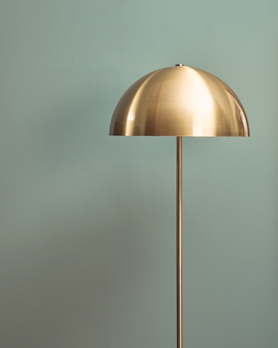 Murdoch Brushed Brass Floor Lamp With Black Marble Base