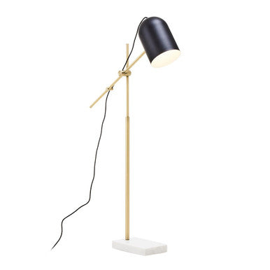 Equipoise Black & Brass Floor Lamp With Marble Base