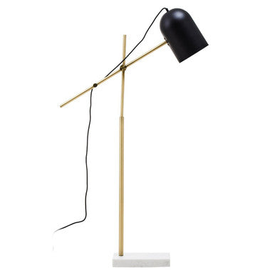 Equipoise Black & Brass Floor Lamp With Marble Base