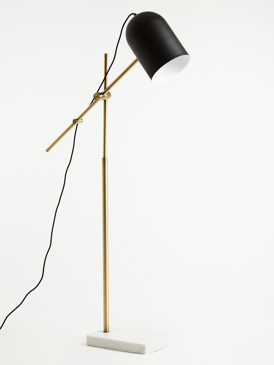 Equipoise Black & Brass Floor Lamp With Marble Base